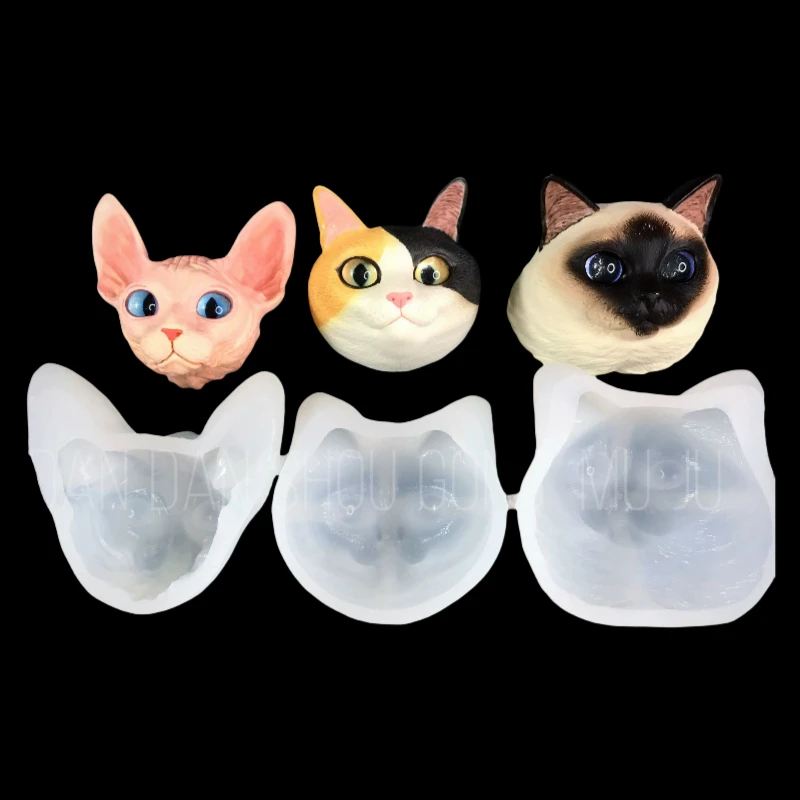 Cute kitten Head Plaster Mold British Shorthair Persian Cat Animal Epoxy Resin Silicone Mold Ragdoll Hairless Cat Pet Silicone