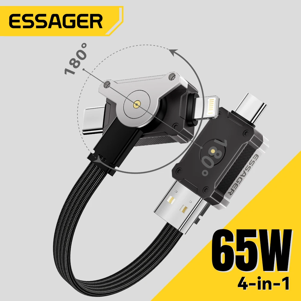 

Essager 65W 4 in 1 USB C Cable Mecha Fast Charging Cable for iPhone 16 15 14 Xiaomi Macbook Type C Multi Port Quick Charge Wire