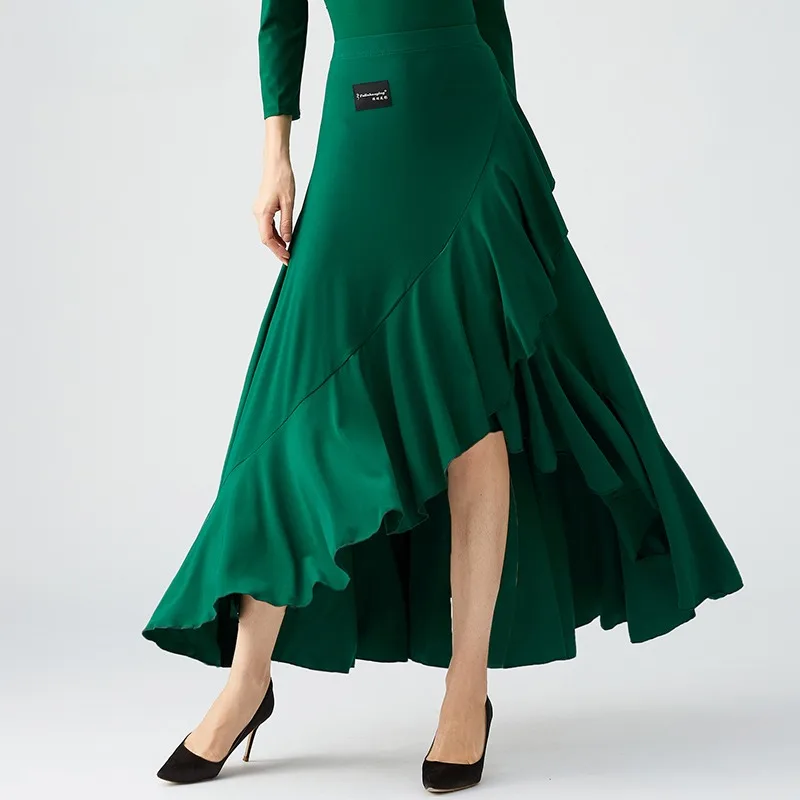 Black Ruffle Slit Women Flamenco Skirt Ballroom Dance Skirt Rumba Tango Dance Skirt Party Dance Costumes Spanish Dance Wear