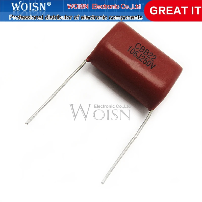 10PCS CBB22 Polypropylene Metallized Film Capacitor 250V106J 106K 10UF 250V