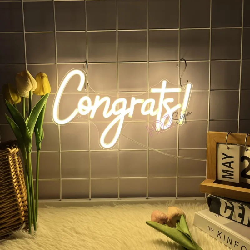 

Поздравляем светодиодный неоновый USB-питание Выпускные неоновые вывески Ночной светильник Настенное искусство и игровая комната Спальня Декор для вечеринки Лампы Вывески