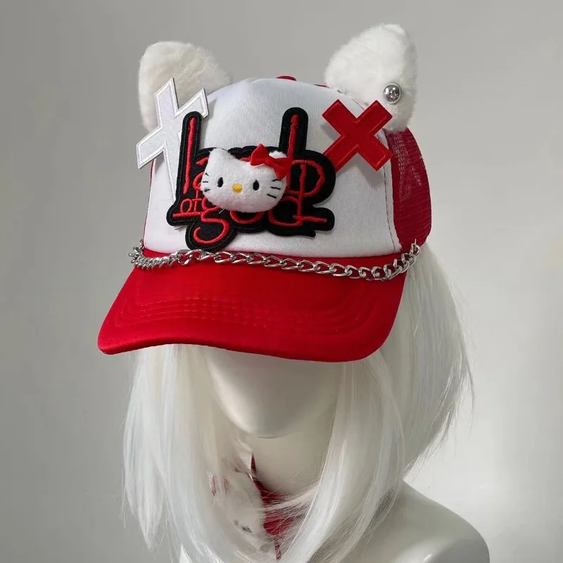 

Hello Kitty Hat MINISO Anime Peripheral Subculture Fashion Personality Versatile Cat Ears Hat Adjustable Delicate Cute Cartoon