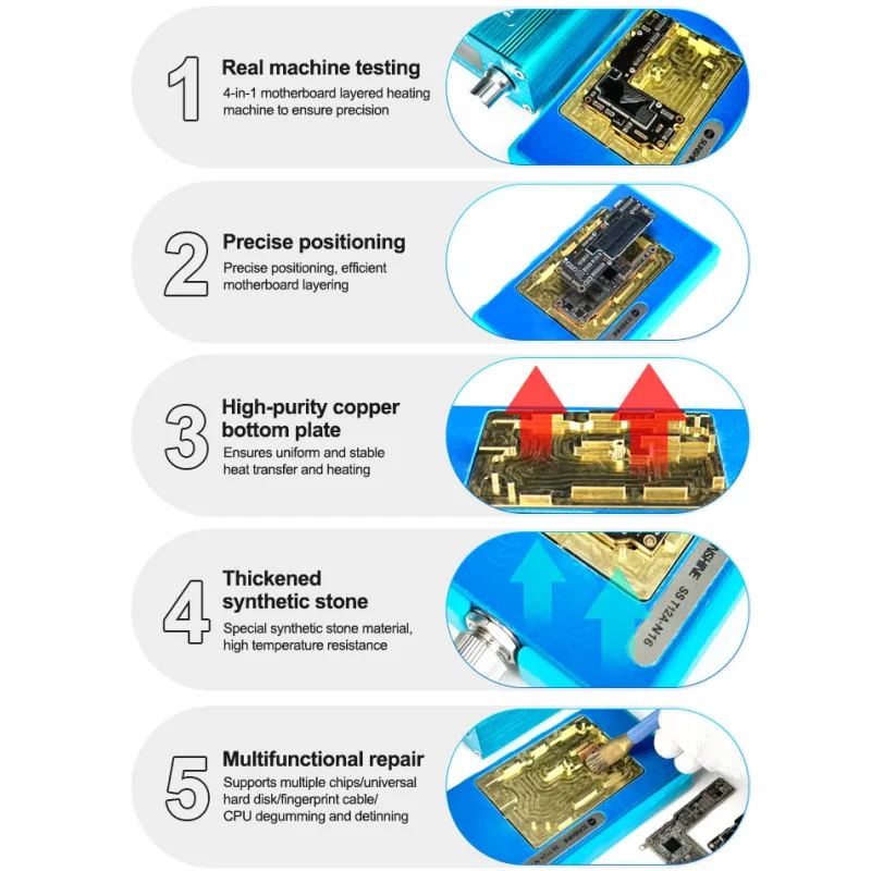 SUNSHINE SS-T12A-N16 IP16 Motherboard Layered Heating Machine Chip Hard Disk Fingerprint Cable CPU Degumming Detinning Tool