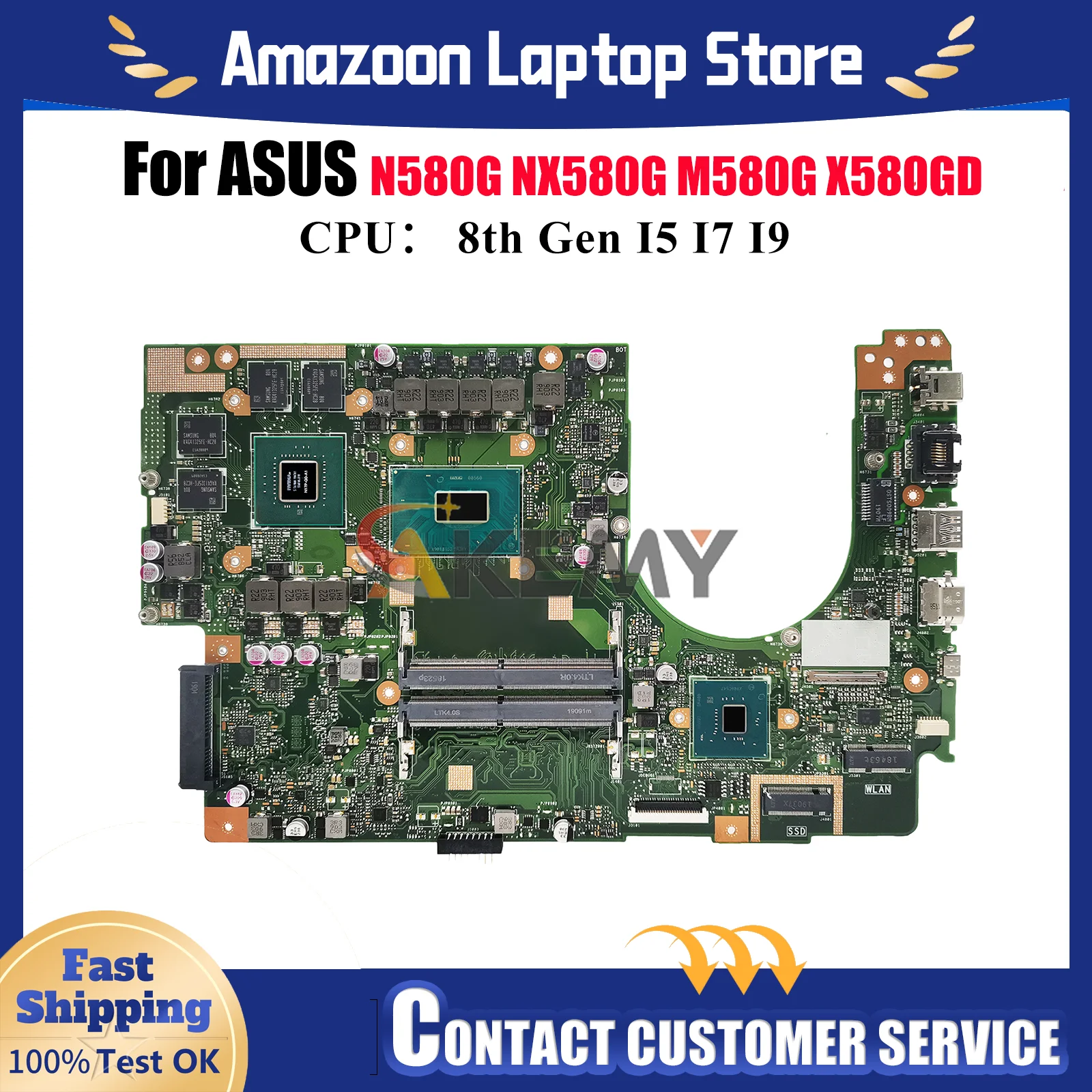 

X580GD Laptop Motherboard For ASUS VivoBook X580G N580G X580GD M580G NX580G Notebook Mainboard With I5 I7 I9 CPU 112% tests OK