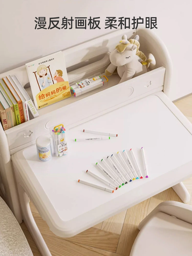 Children learning desk and chair set foldable baby kindergarten toy table drawing baby writing home desk.