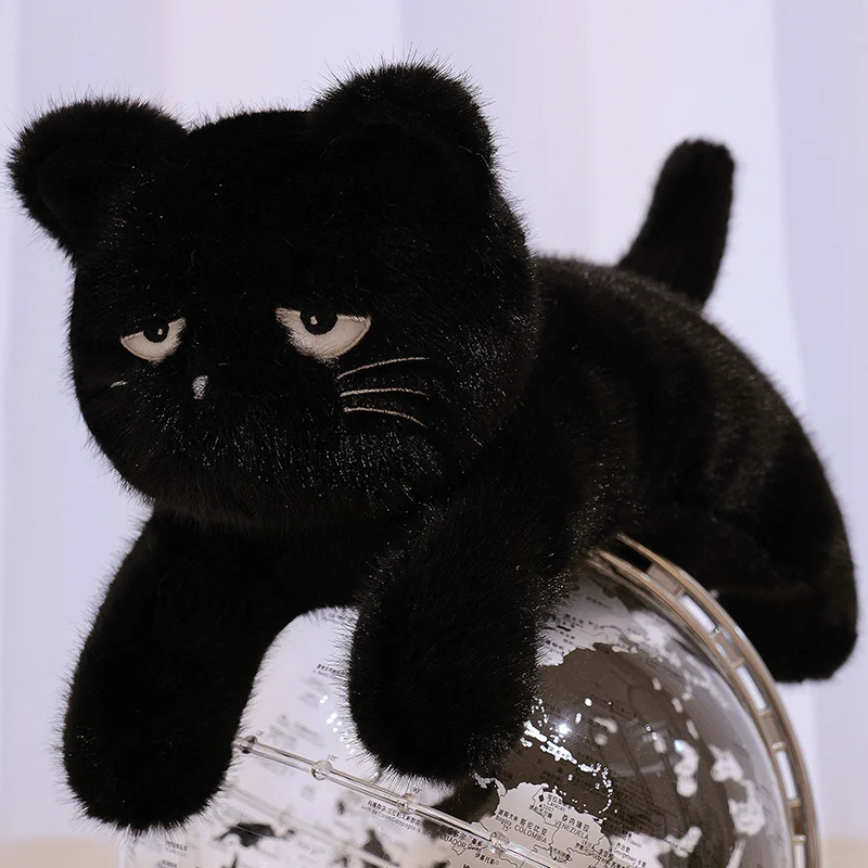 

35-60cm Cute Soft Black Cat Plush Throw Pillow Toys Kawaii Stuffed Animals Kitten Office Sleeping Cushion for Kids Girls Gifts