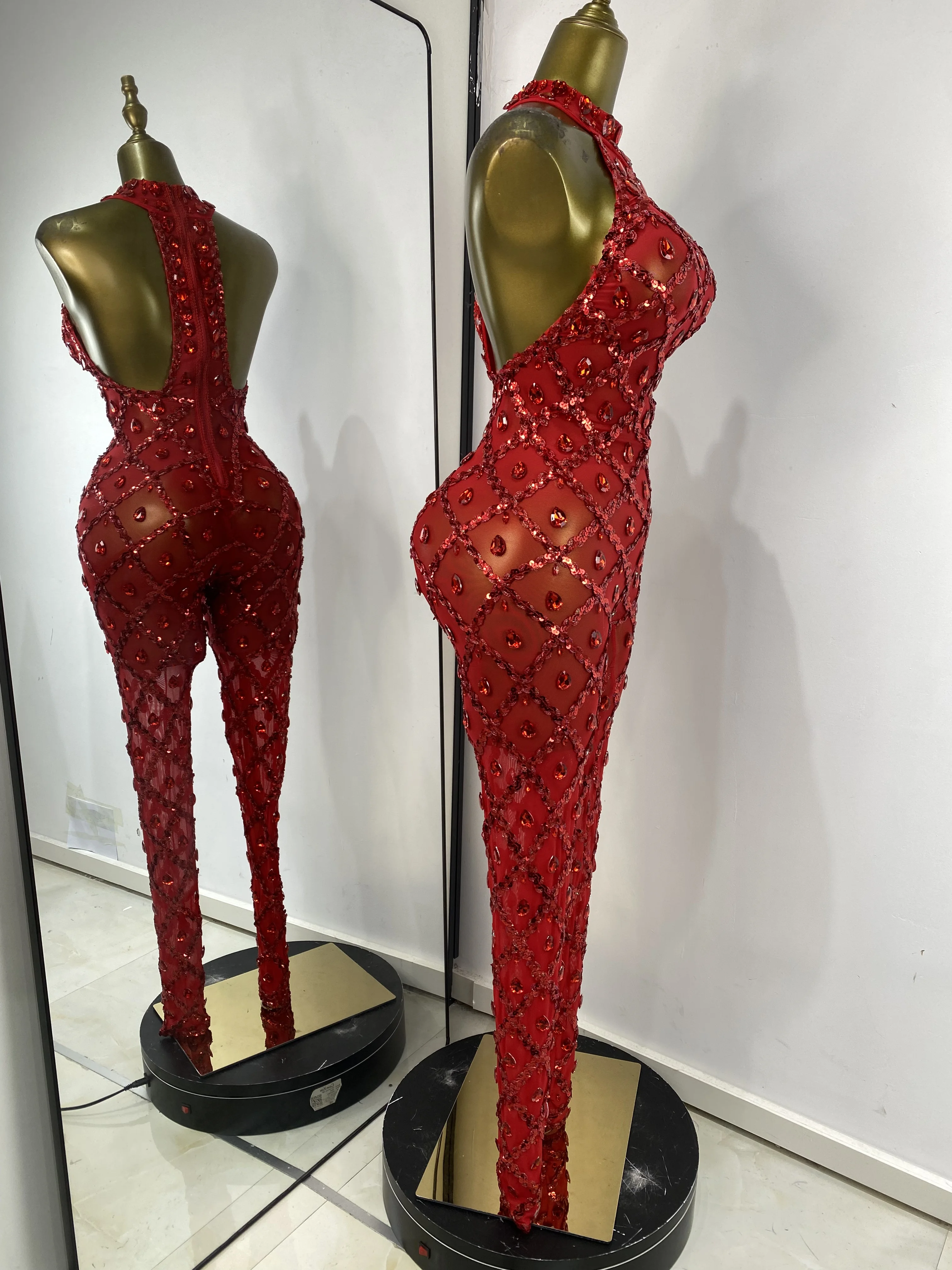 الجملة النساء الراين الترتر منقوشة شبكة Bodycon حللا ملهى ليلي DJ راقصة المرحلة ازياء الموسيقية مساء نادي اللباس