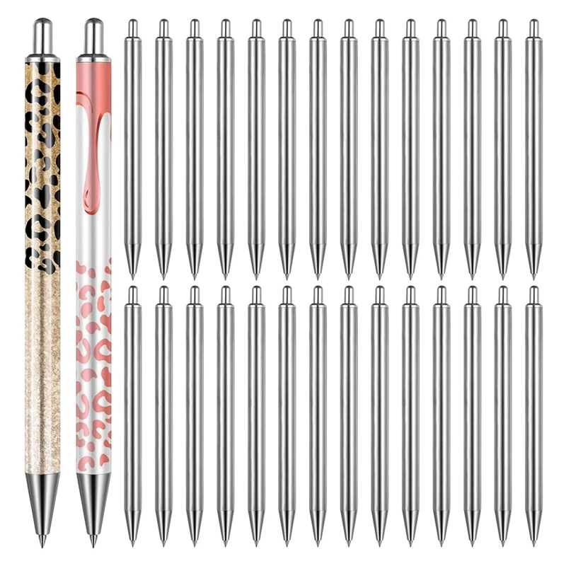 

30 Pcs Epoxy Pens Blanks, Stainless Steel Pens For DIY, Customizable Black Ink Pens With Smooth Writing, Metal Pens