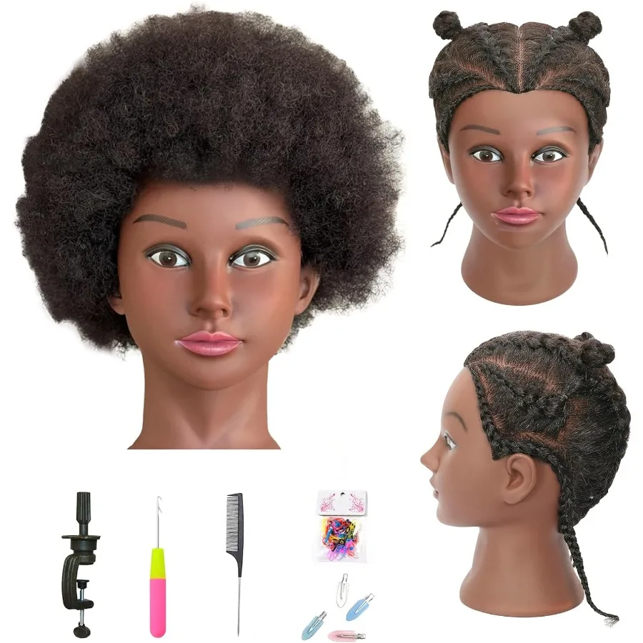 

10inch Afro Kinky Hair Mannequin Head with Stand for Braiding Training and Styling Practice Ideal for Cosmetology Education Hai