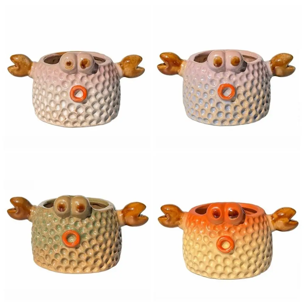 Ceramic 3D Creative Flowerpot Sturdy Durable Crab Flowerpot Household Crab Shaped Succulent Pots Table Decoration