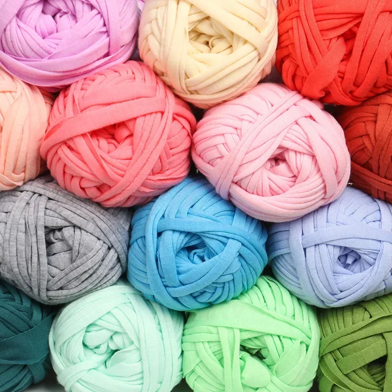 

100g/ball 2cm Thick Cloth Yarn for Crochet Soft Colored Yarn for Hand Knitting Woven Bag Carpet DIY Hand-knitted Material