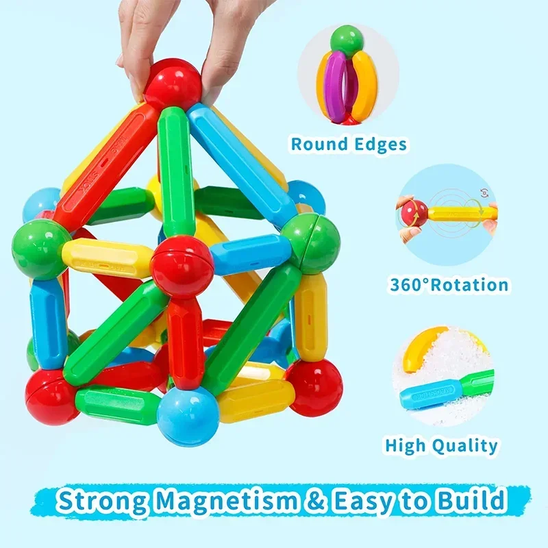 DIY Magnetic Constructor บล็อกชุดของเล่นเด็กแม่เหล็ก Stick Rod Building Blocks Montessori ของเล่นเพื่อการศึกษาเด็กสาว