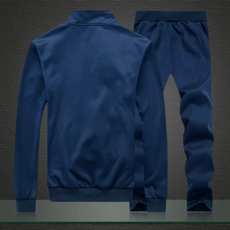 Chándales de poliéster para hombre, sudadera deportiva de forro polar, chaqueta y pantalones informales para gimnasio, ropa deportiva para Fitness, Primavera, 2021