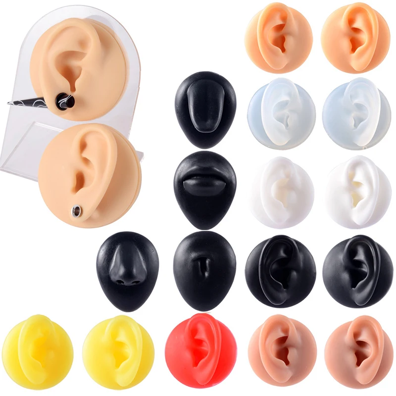 

1PC Soft Silicone Ear Nose Navel Nipple Model Practice Display Jewelry Tool Piercing Simulation Model Sold With Acrylic Stand