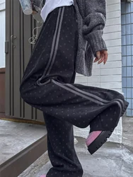 Cute Retro High Waist Slimming Polka Dot Corduroy Straight Leg Casual Pants Korean Sle Wide Leg Trousers for Women