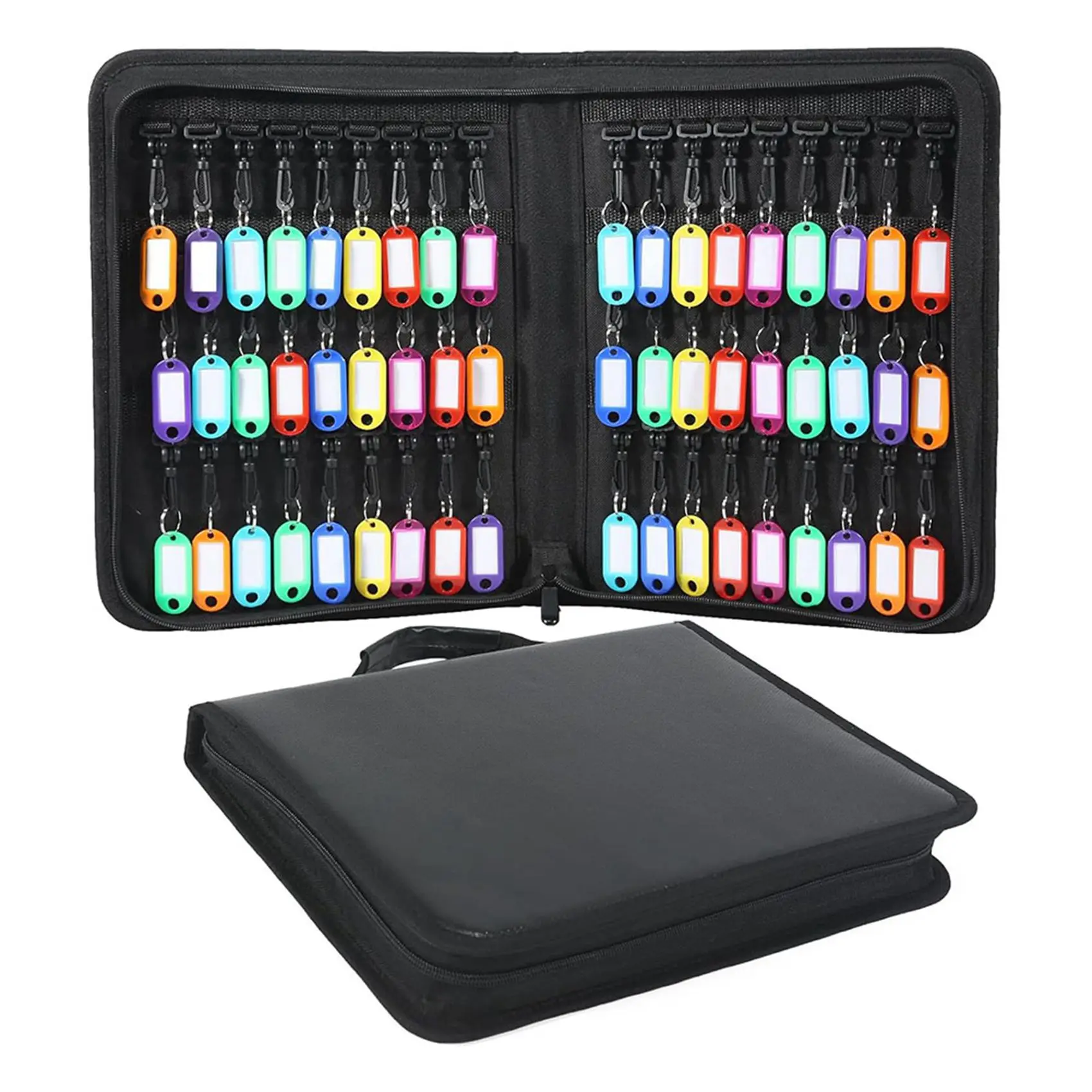 

Чехол для ключей J1UL1N с двумя молниями, портативный органайзер для ключей с ручкой, водонепроницаемый и огнестойкий держатель для ключей с 54 крючками и бирками