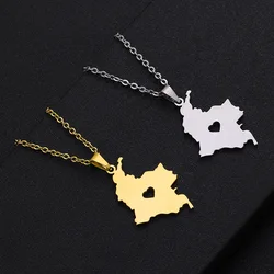 simple Colombia map Heart pendant Stainless steel necklace Glossy map Unisex jewelry