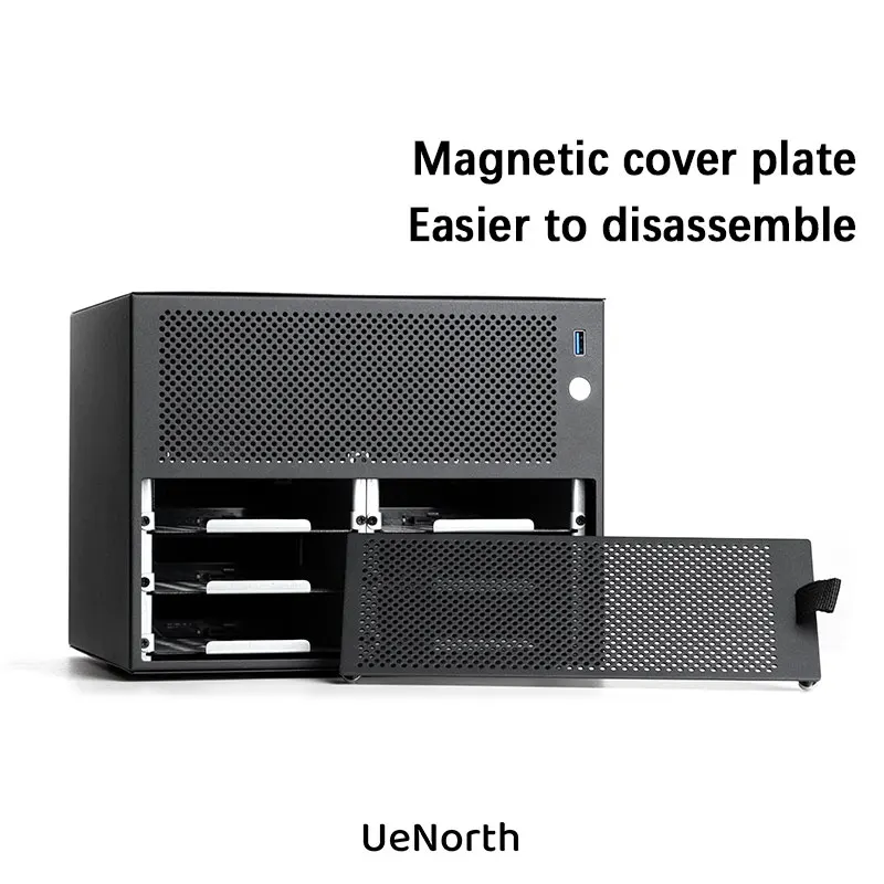 UENORTH UE-S6 ستة فتحات NAS الهيكل itx اللوحة الأم لتقوم بها بنفسك خادم تخزين سطح المكتب حافظة صغيرة مع لوحة الكترونية معززة تدعم التبديل الساخن