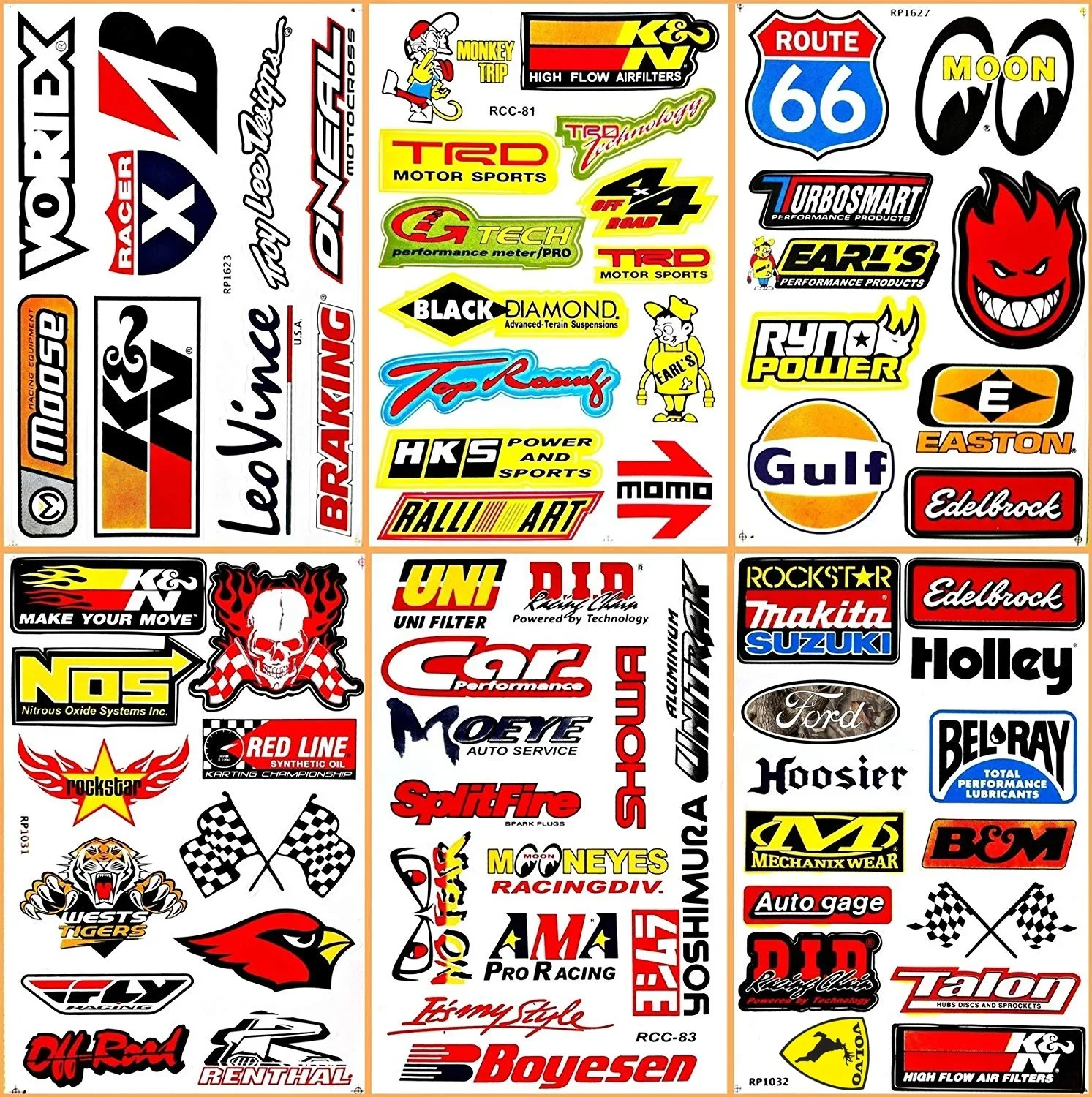 

For 6Sheet Cars Motorsport Nos Gulf Hot Rod Drag Racing Lot 6 Vinyl Graphic Decals Stickers