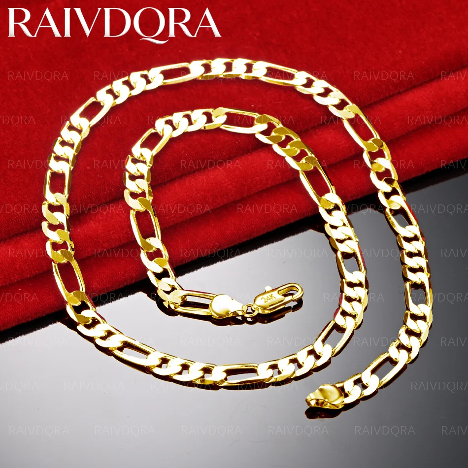 18K Gold Plated 40-75cm 8mm Chain Necklace For Women and Men Fashion Jewelry Basic Classic Grace Party Accessories Gift