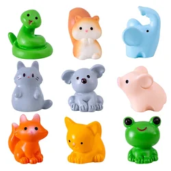 10Pcs Cute Animals Micro Figurine Rabbit Sheep Duck Pig Cat Horse Frog Turtle Snake Koala Mini Ornament Garden Decor Accessories