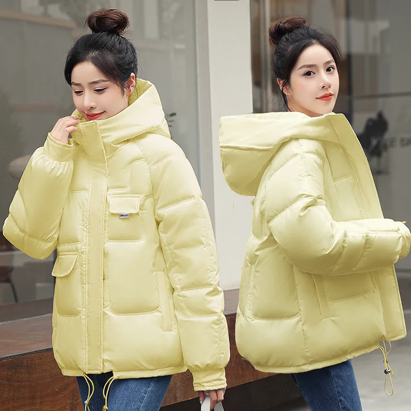 Down Padded Womens Hooded Short Coat Winter OutwearThick Cotton Jacket Female Top Warm Autumn Oversized Loose Solid Women Parkas