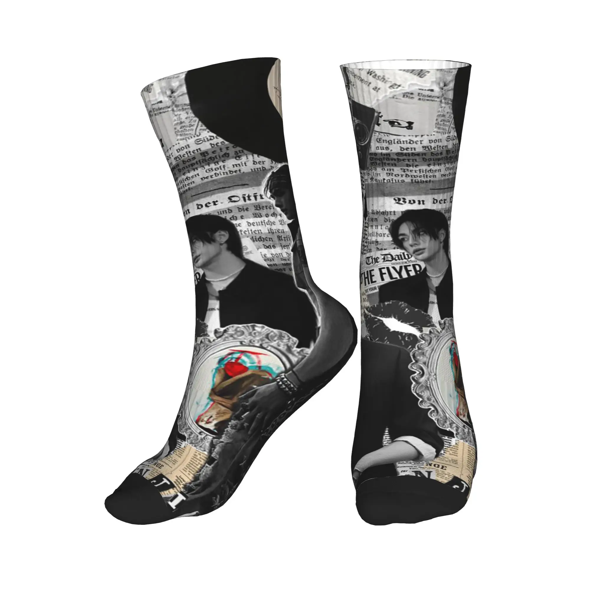 

All Seasons Hyunjin Collage Sport Middle Tube Socks High Quality Crew Socks Hip Hop Stockings for Men Women