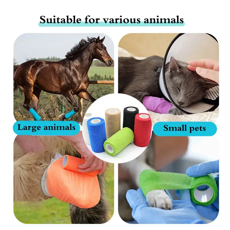 1PC Pet Bandages Anti-fouling Devices Self-adhesive for Cats Dogs Elastic Bandage Outside Foot Protective Hair Free Cloth Straps