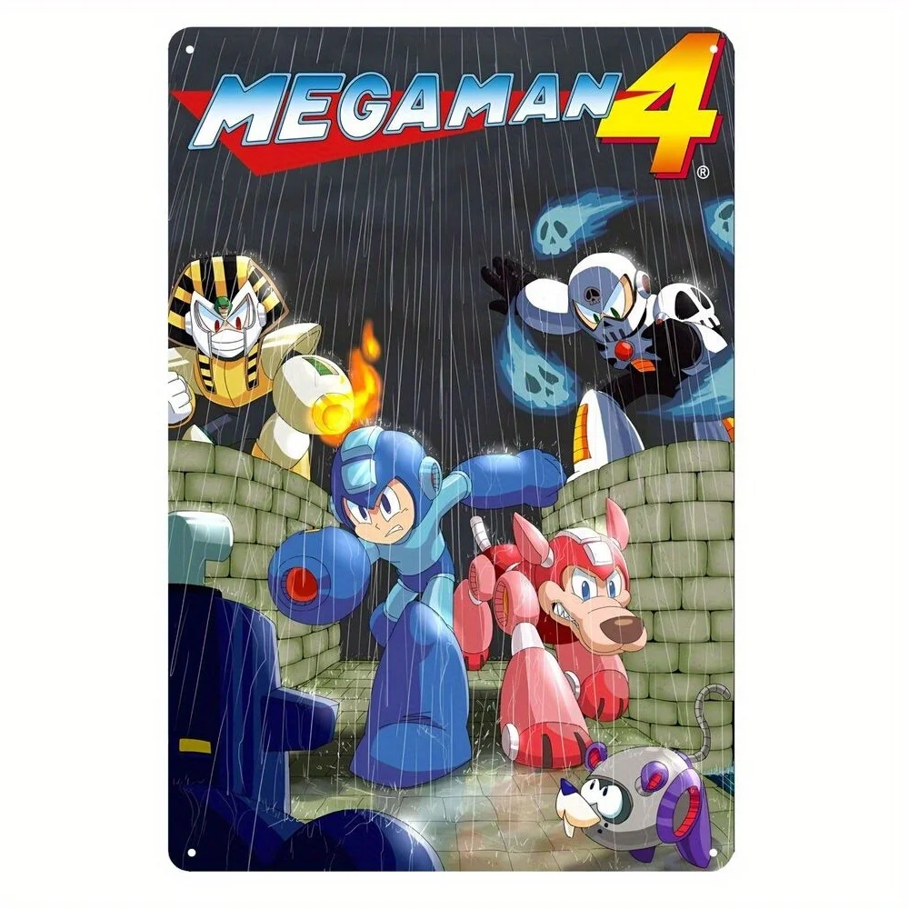 Megaman 4 Retro for Video Game Metal Tin Sign - Classic Wall Art Decor Home, Bar, or Man Cave, , Waterproof & Easy to Ha