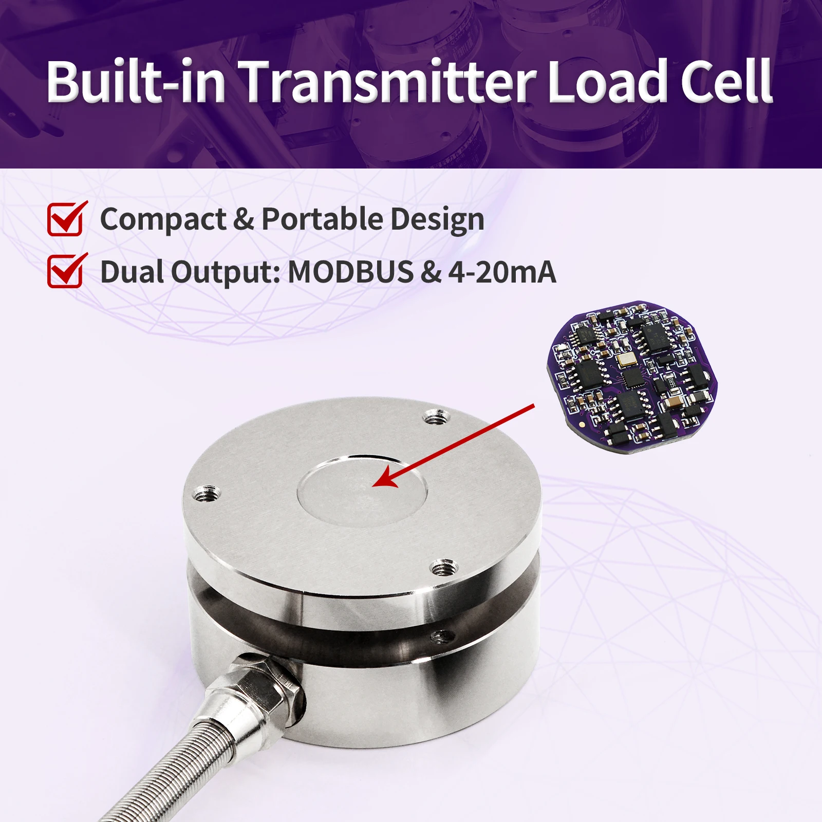

Load Cell Built-in Transmitter Chip Output Modbus & 4-20mA Range 50- 5000kg Software with English version
