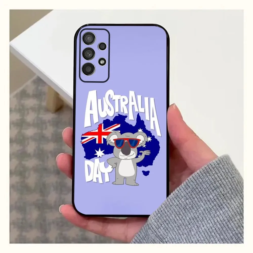 Australia Flag map Phone Case For Samsung Galaxy A13,A21s,A22,A31,A32,A52,A53,A71,A80,A91 Soft Black Cover