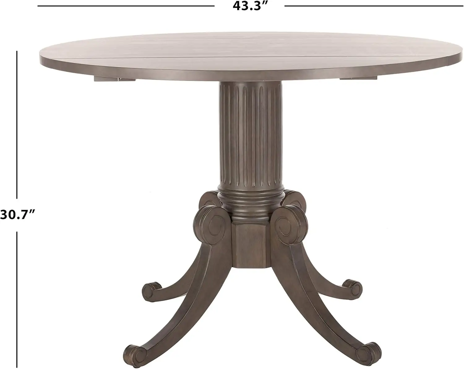 Home Forest Traditional Grey Wash Drop Leaf Dining Table