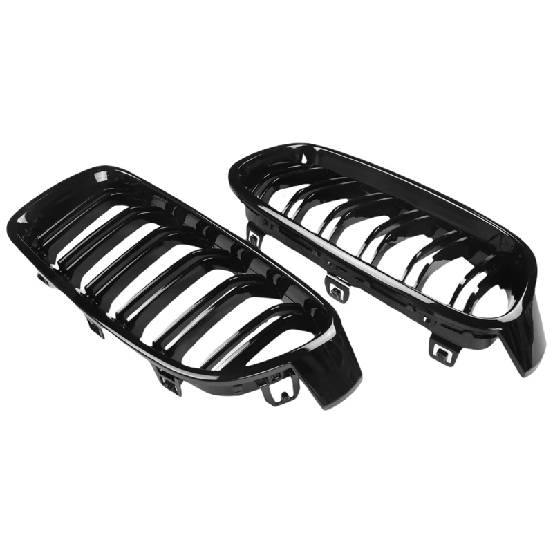 4Pair Gloss Black Front Grille/Grilles Kidney For BMW 3-Series F30 F31 F35 2012-2017 Car Styling