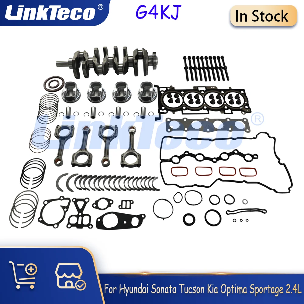 Kit de reconstrução de revisão do motor, conjunto completo de junta, haste de pistão, compatível com g4kj 2.4 l, para hyundai sonata tucson kia optima sportage 2.4l