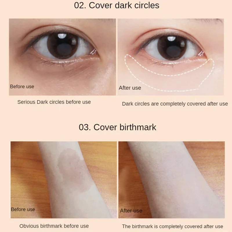 Brightening Concealer Waterproof and Sweat Resistant Strongly Covers Spots Facial Acne Marks Dark Circles Face Makeup