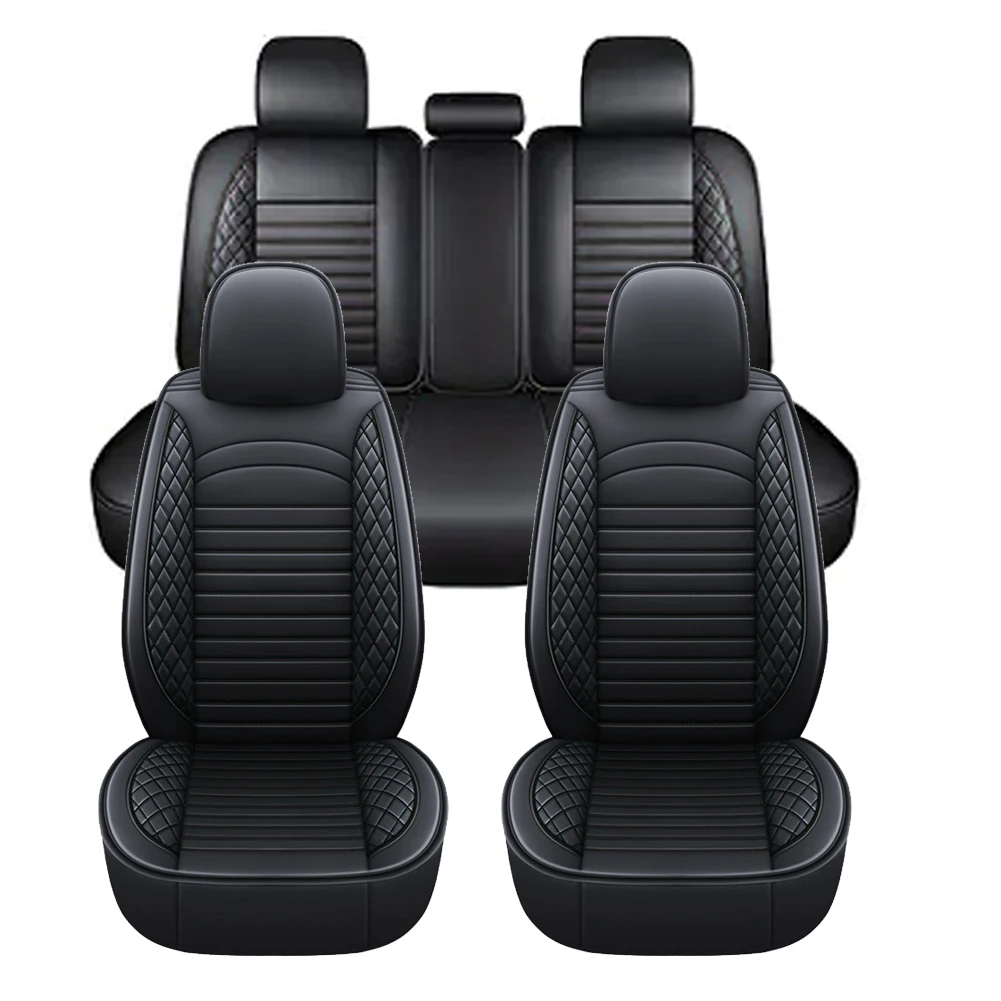 11Pcs 5 Seats Full Surrounded Seat Protector Leather Full Set Seats Cover Seat Cushion Protector Fit for Sedan SUV Pick-Up Truck