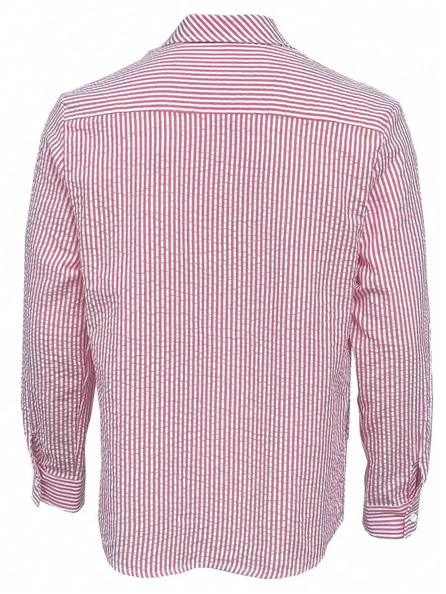 Herren Langarm-Streifenhemd mit Lockerem Schnitt Stilvolle Bequeme Freizeitkleidung für Alle Jahreszeiten Ideal für Outdoor-Aktivitäten – Detail 34