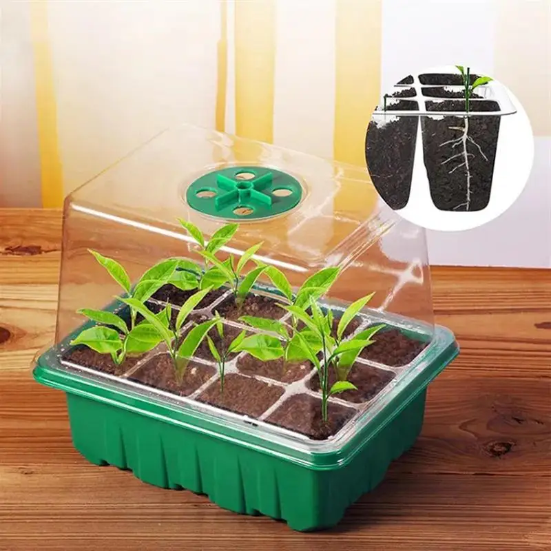 

Seedling Starter Trays Indoor Plants Germination Kit Indoor Gardening Plant Trays With 8 LED Grow Lights Timing Control Clone &