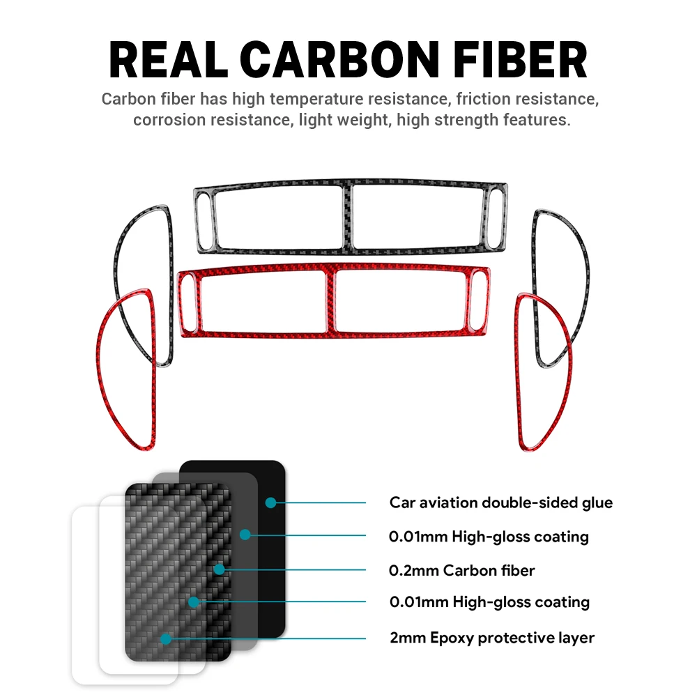 Real Soft Carbon Fiber Trim Sticker For Mercedes Benz SLK R171 2004 2005 2006 2007 2008 2009 2010 Central Air Outlet Accessories view 6