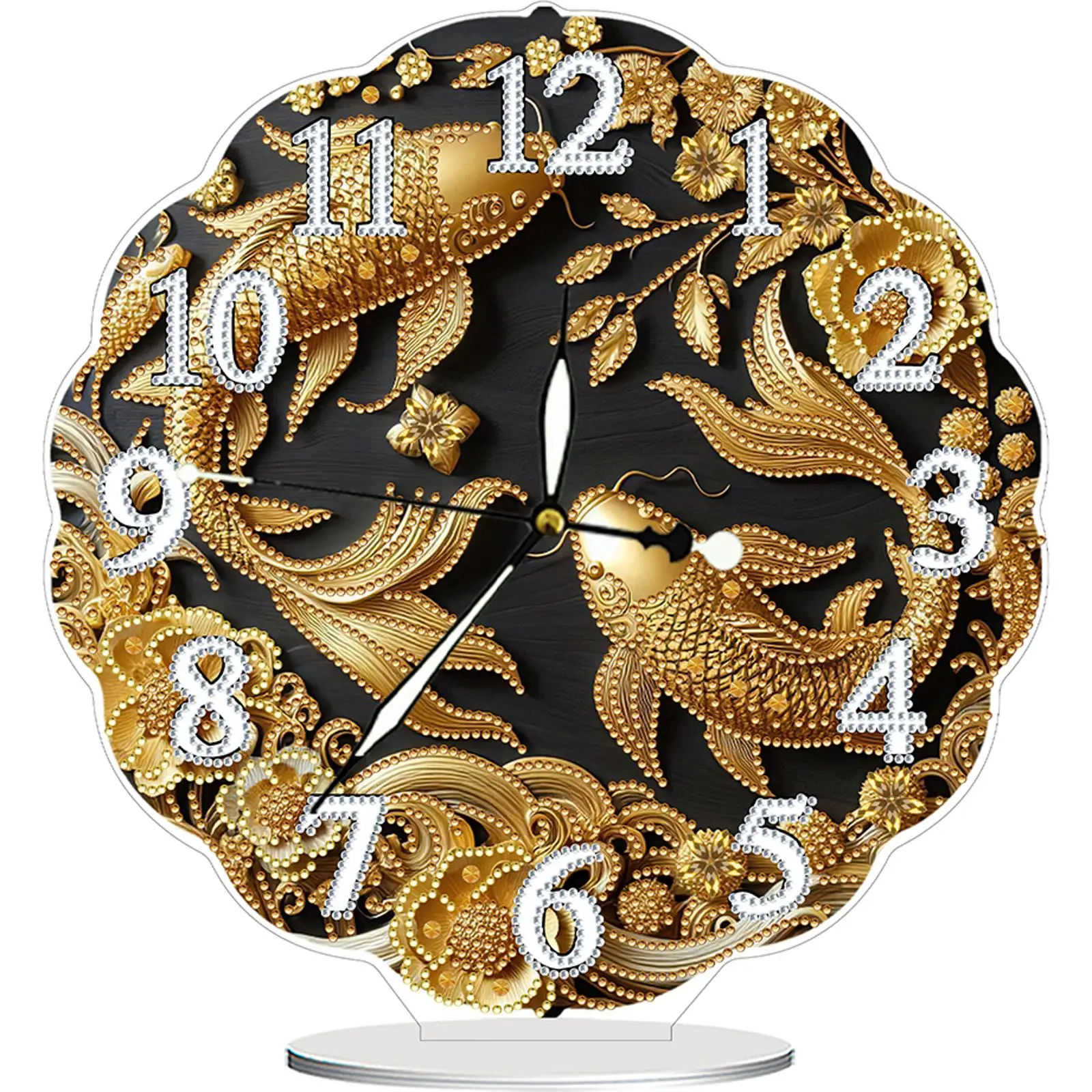 

Acrylic Special Shape Black Goldfish Diamond Painting Art Clock Ornaments Kit