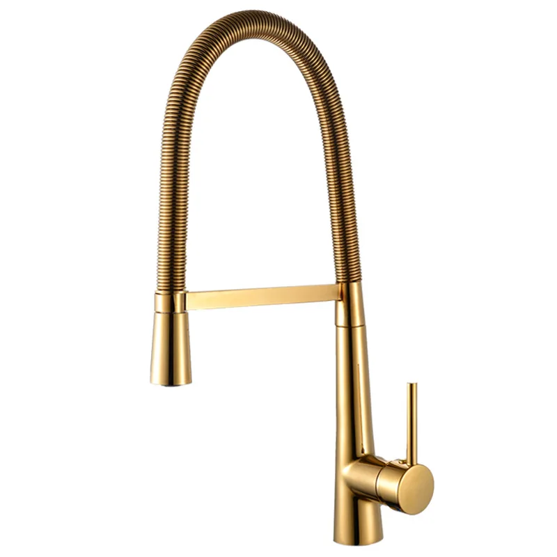 

MTTUZK Brass Plating Gold Kitchen Faucet 360 Ronating Sink Tap Cold Hot Kitchen Mixer Tap Black Brass Kitchen Spring Faucet