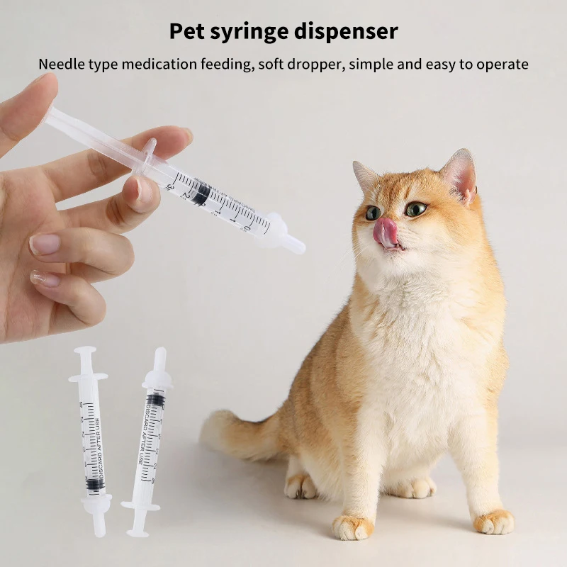 3ml Manual Feeding Plastic Syringe Newborn Pet Feeding Nipple Dog Cat Feeding Pacifier Hamster Bird Puppies Medicine Feeder