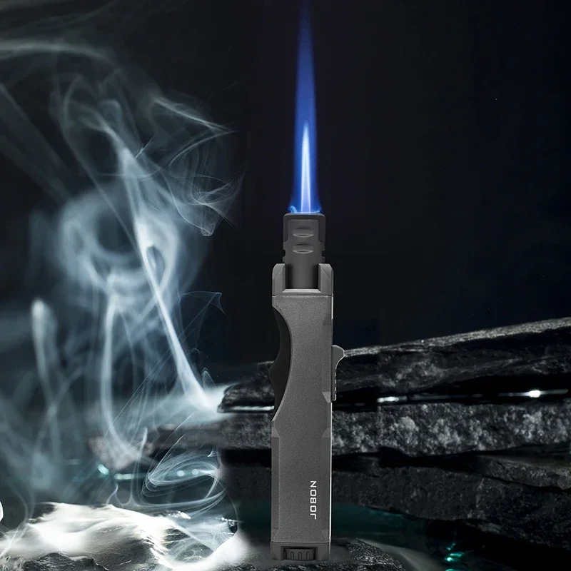 JOBON Metal Outdoor Windproof Turbine Torch Strong Fire Power Blue Flame Straight Butane Gas Lighter Gas Kitchen BBQ Welding