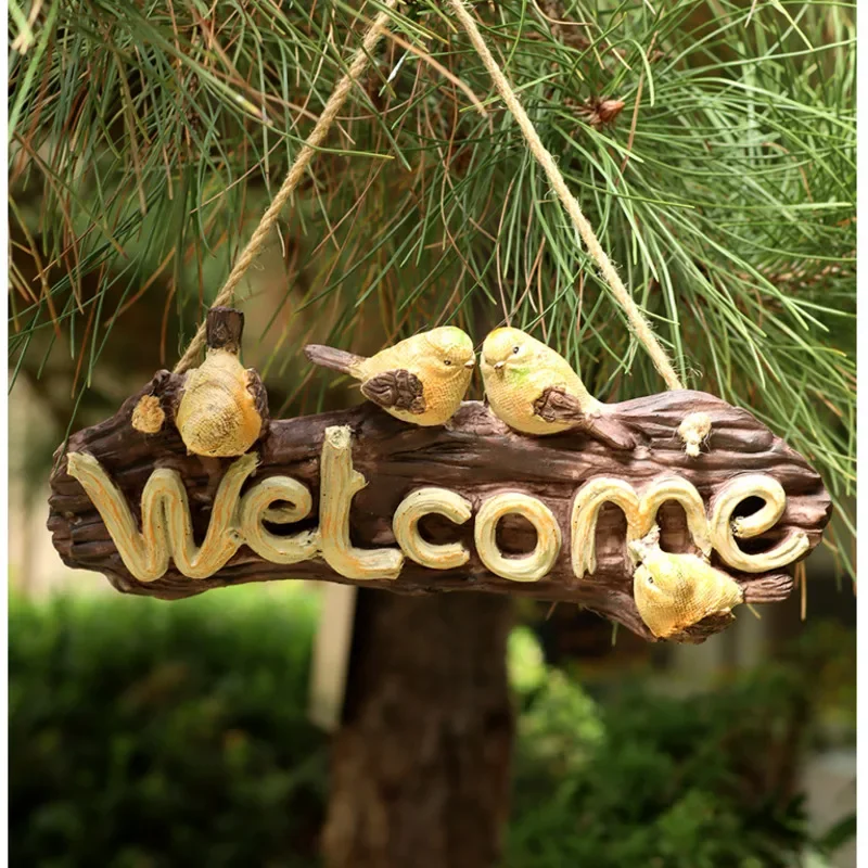 

Outdoor Creativity Welcome Listing Garden Courtyard Guide Card Balcony Resin Decoration Wall Hanging Bird House Number