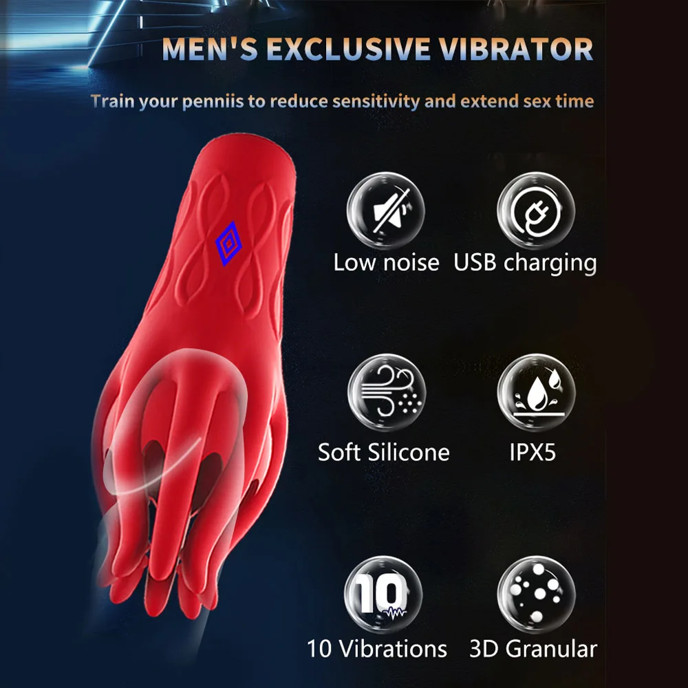 Male Penis Trainer Glans Exerciser Ejaculation Delay Vibrator for Men Male Masturbation Equipment Testis Stimulation Vibration