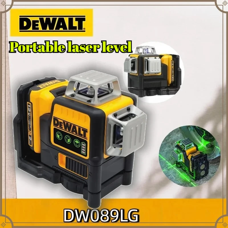 

Лазерный нивелир Dewalt DW089LG, 360° по 3 направлениям, 12 линий, 12В, литиевая батарея, зеленый луч, для наружных работ