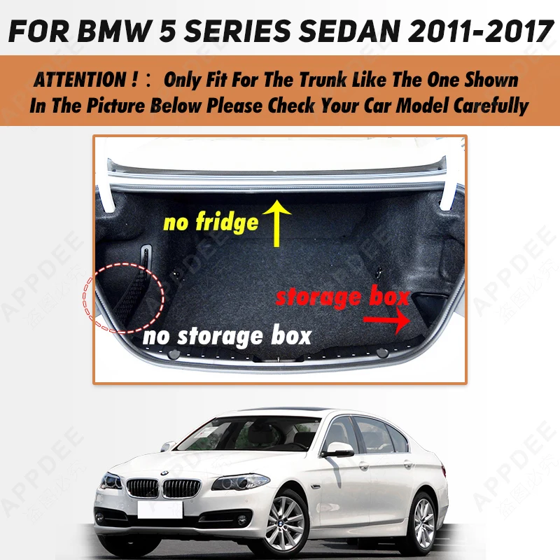 Full Coverage Trunk Mat For BMW 5 Series Sedan F10 2011-2017 16 15 14 13 12 Car Boot Cover Pad Interior Protector Accessories