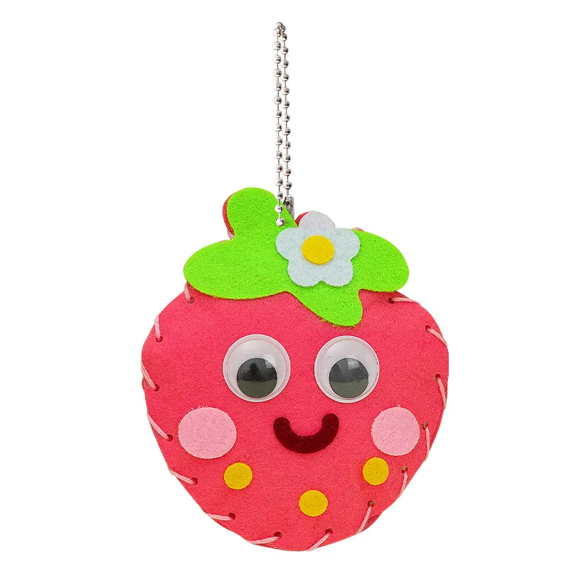 4Pcs DIY Fruit Vegetable Keychain Toys Montessori Arts Crafts Non-weaving Handicrafts Toys for Kid Gift Early Educational Gifts