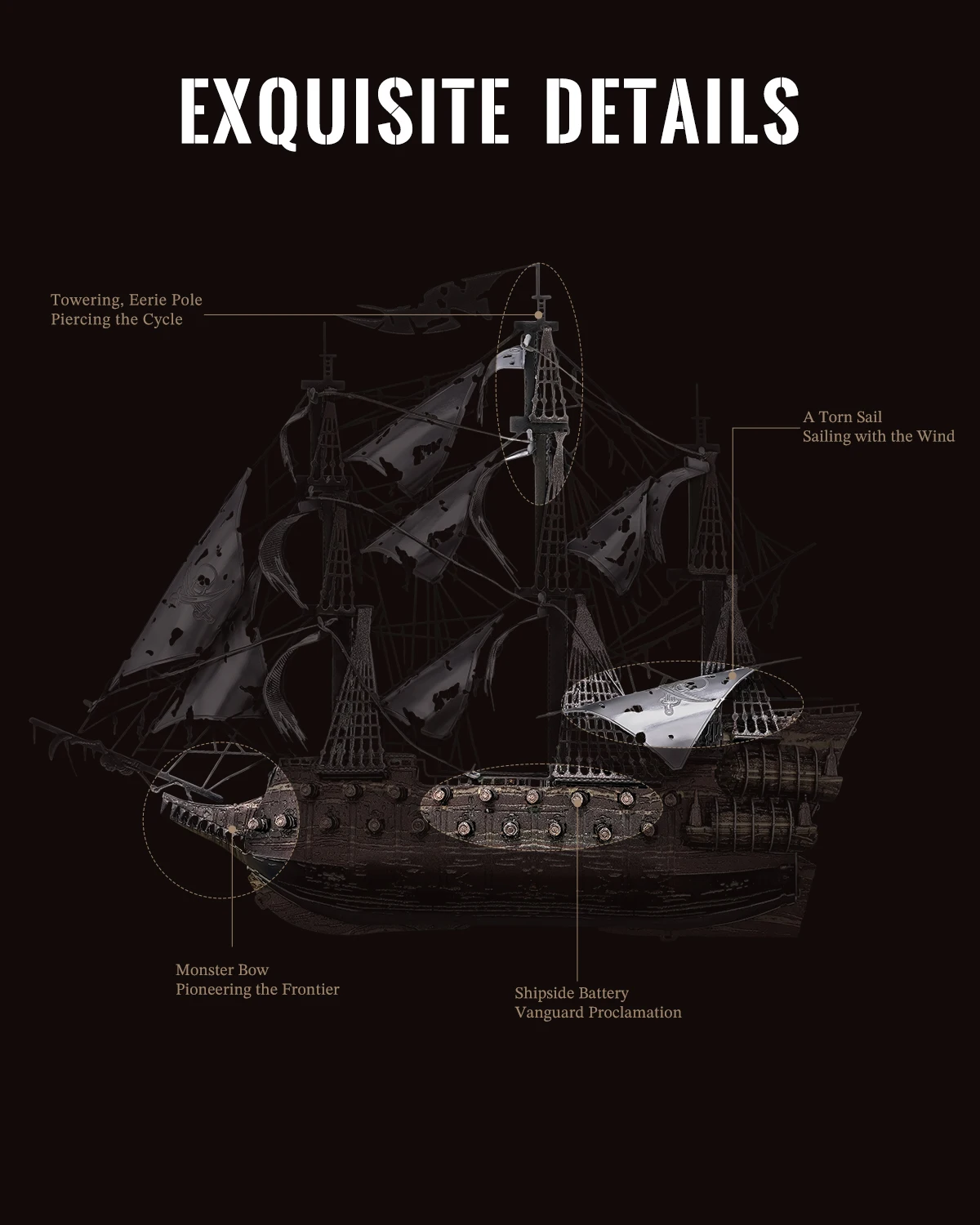Flying Dutchman Pirate Ship metal puzzle finished dimensions 11 × 2 × 9.8 cm