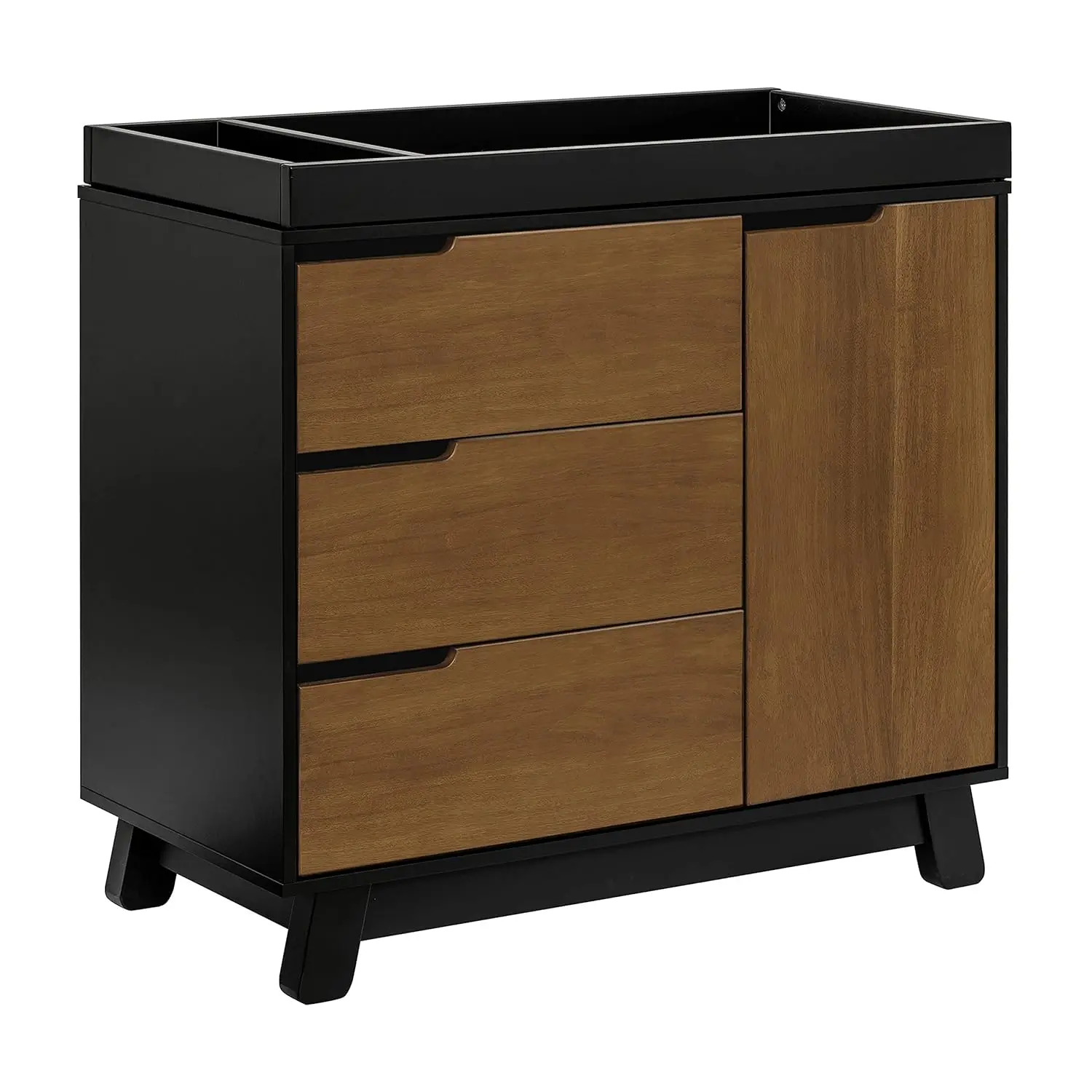 

Hudson 3-Drawer Changer Dresser with Removable Changing Tray in Black/Natural Walnut,